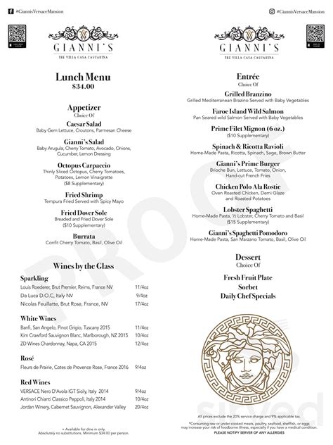 versace italian restaurant|versace restaurant menu.